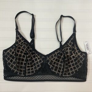 Adore Me 34DD Semi Sheer Bra Black Full Coverage Underwire Back Closure NEW